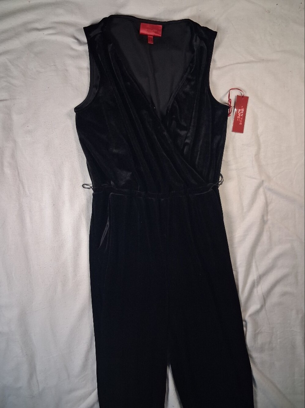 NWT Jeniffer Lopez Size Small Velvet Black Jumpsuit